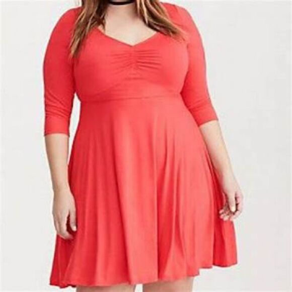 Torrid Jersey Knit Sweetheart Skater Dress Plus Size 0 Large 12‎ - Picture 1 of 9